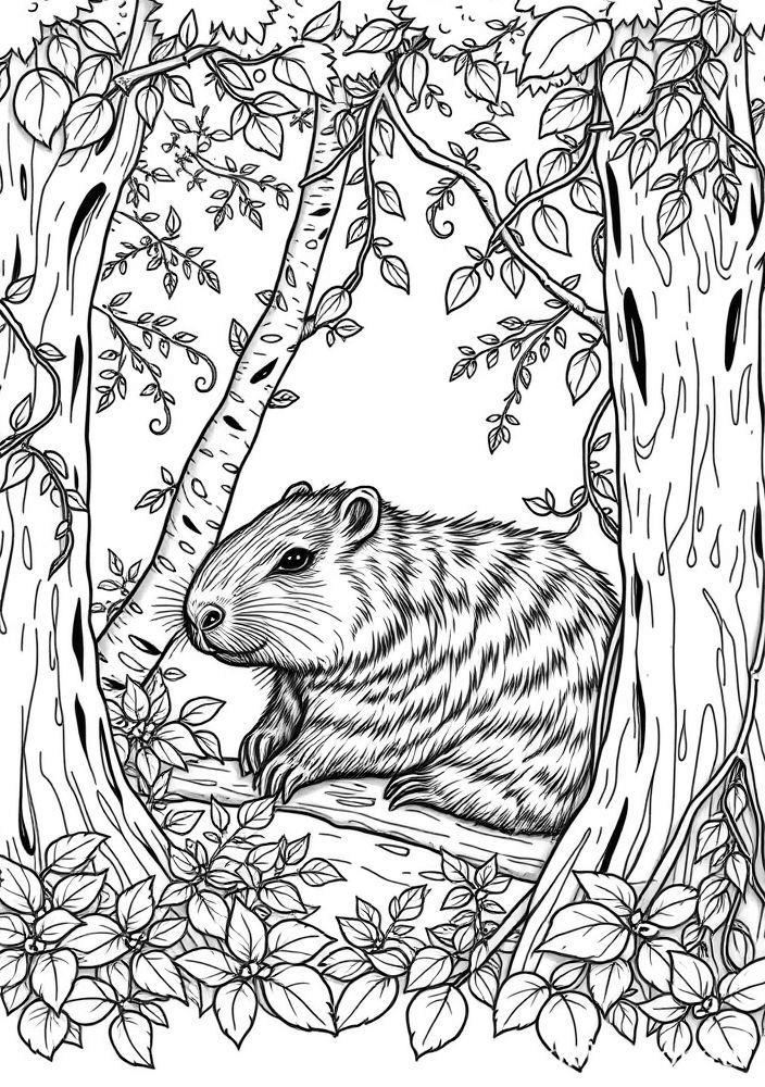 Capivara na Floresta para colorir
