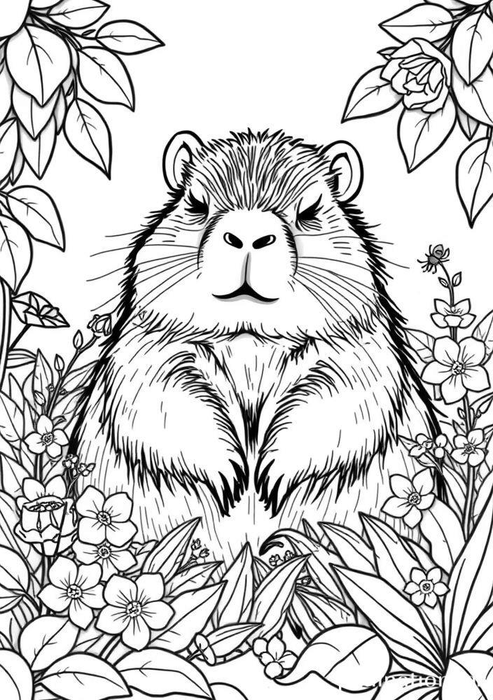 Capivara no Jardim para colorir