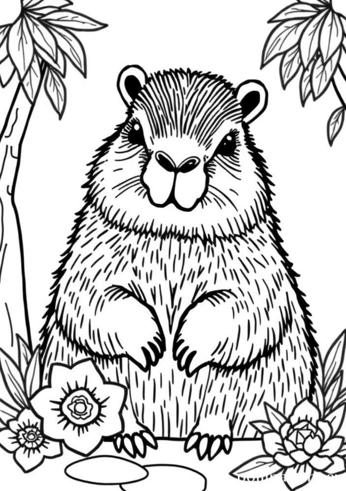 Capivara no spa para colorir