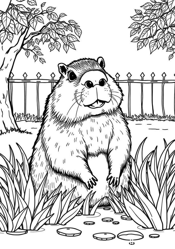 Capivara no zoológico para colorir