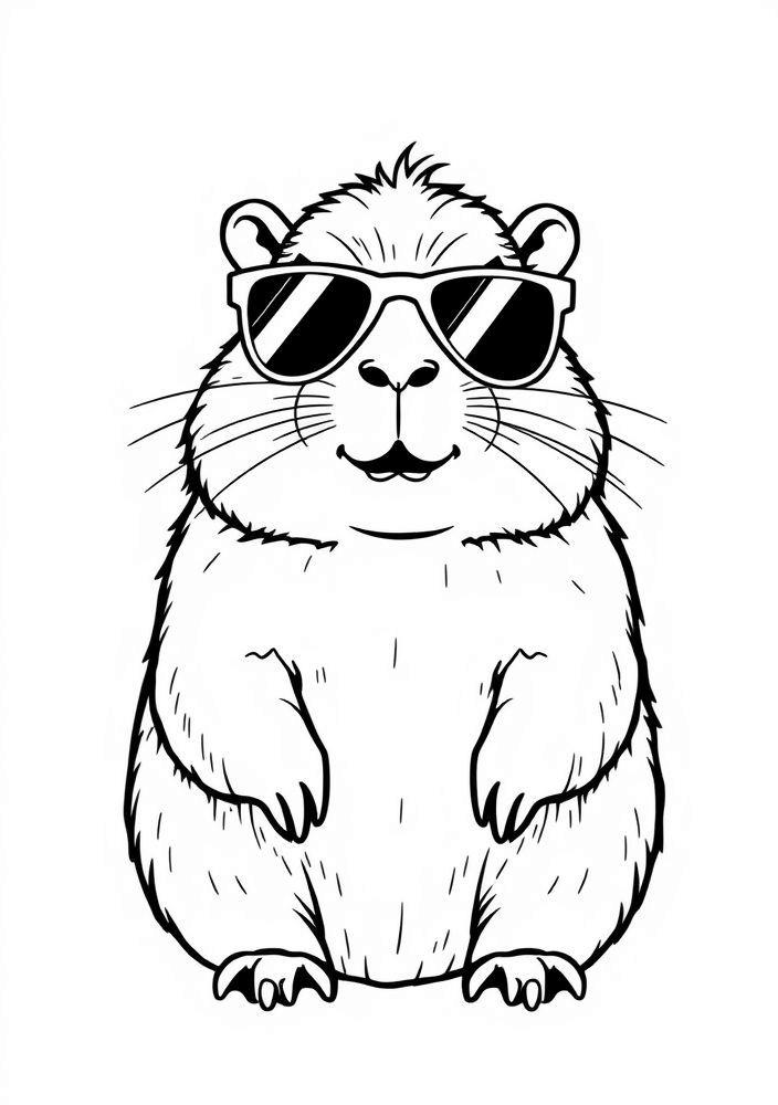 Capivara usando óculos de sol para colorir