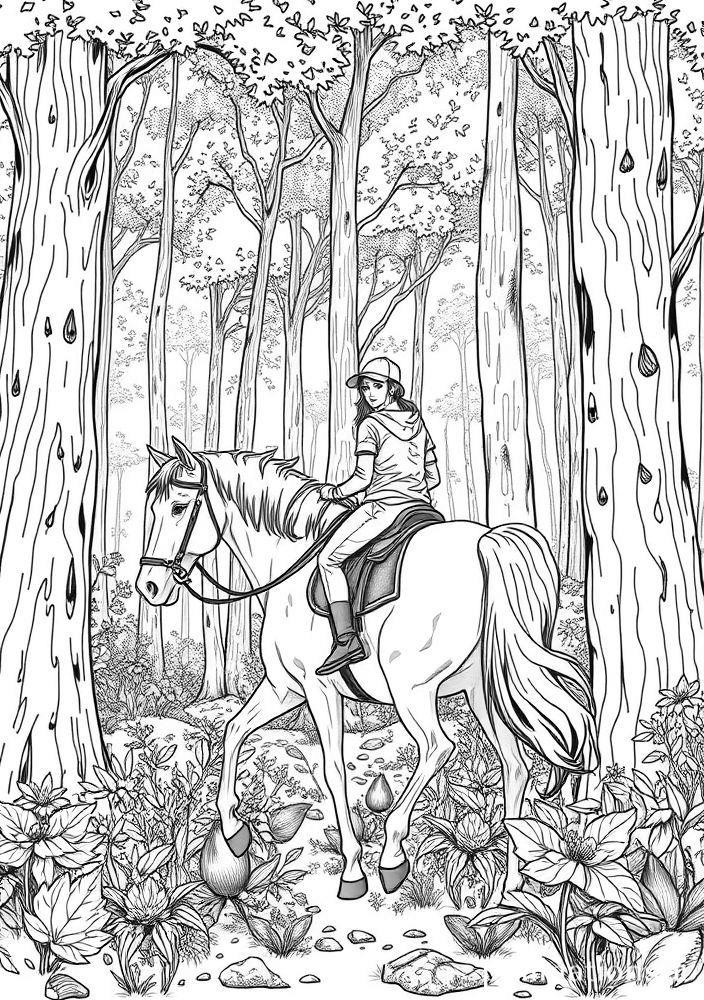Cavalgada na Floresta para colorir