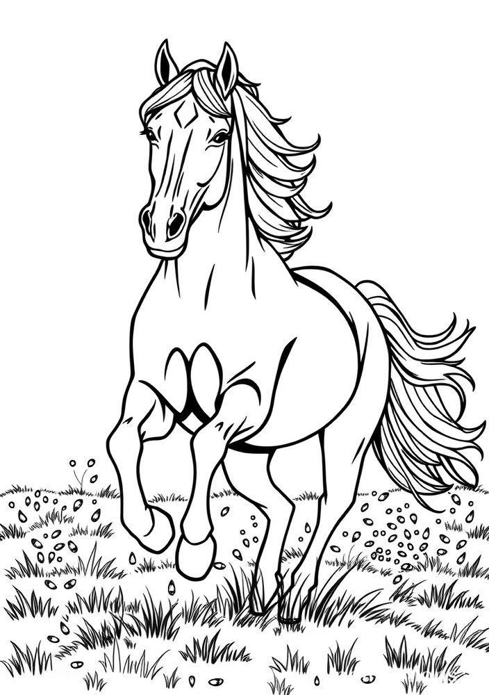 Cavalo Galopando em um Campo Aberto para Colorir