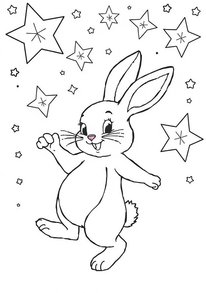 Coelho dançarino sob as estrelas para colorir