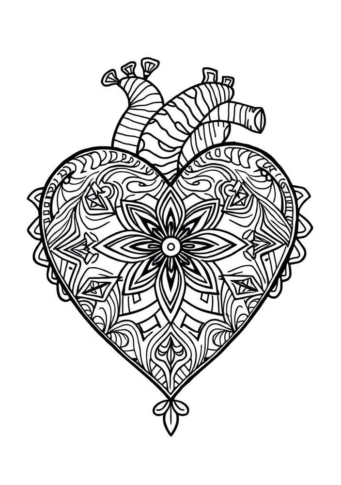 Coração com Adornos Étnicos para colorir