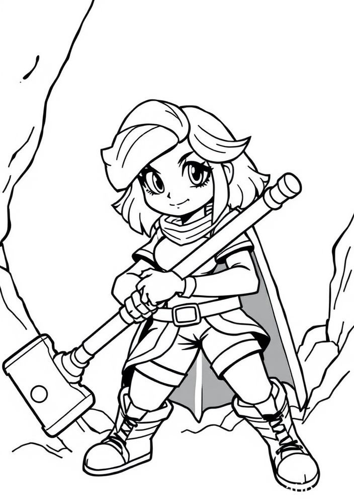 Desenho da Amy Rose com seu martelo para colorir
