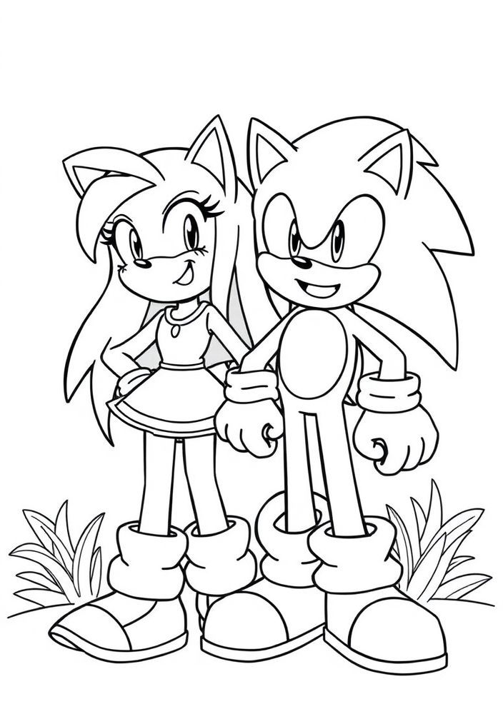 Desenho da Amy e Sonic se divertindo