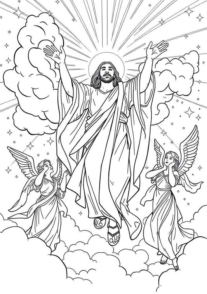 Desenho da Ascensão de Jesus para colorir
