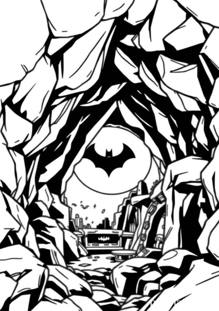 Desenho da Batcaverna para colorir