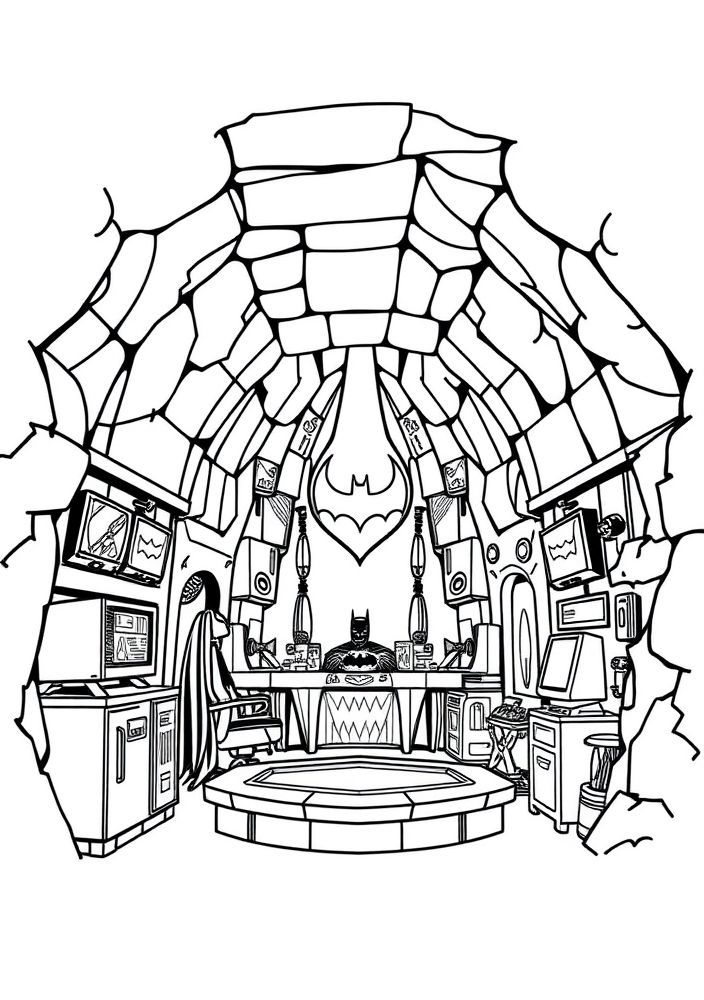 Desenho da Batcaverna para colorir