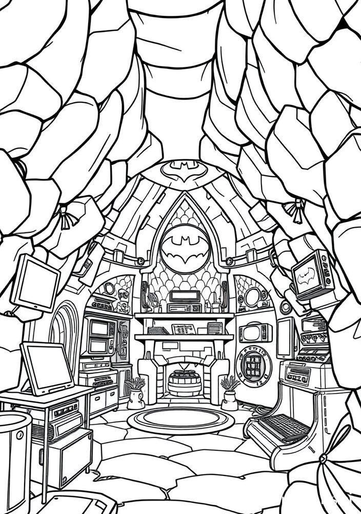 Desenho da Batcaverna para colorir
