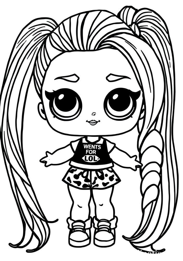 Desenho da Boneca LOL Surprise com Cabelo Colorido para Colorir