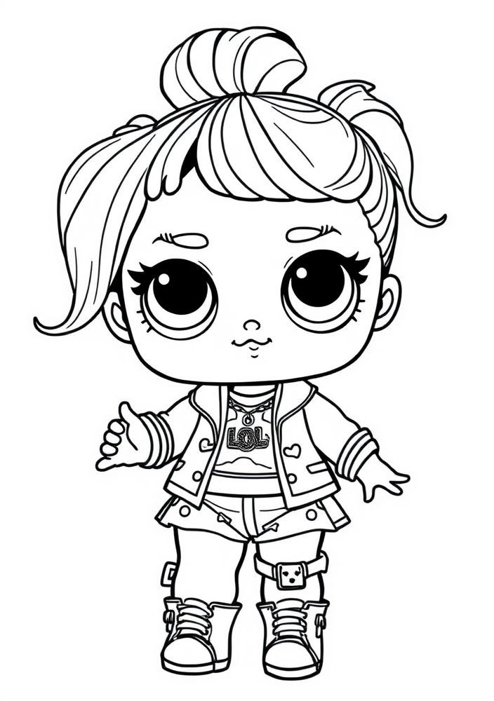 Desenho da Boneca LOL com Estilo Rocker para Colorir