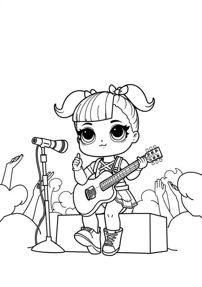 Desenho da Boneca LOL em um Concerto de Música para Colorir