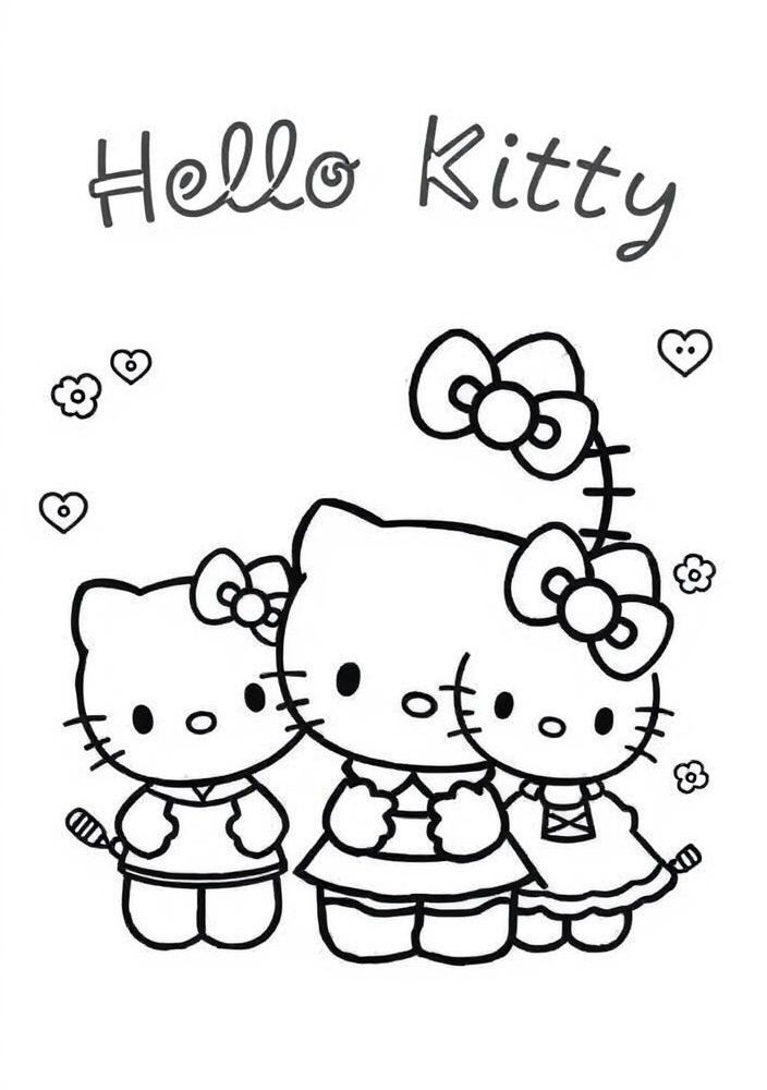 Desenho da Hello Kitty e sua família para colorir