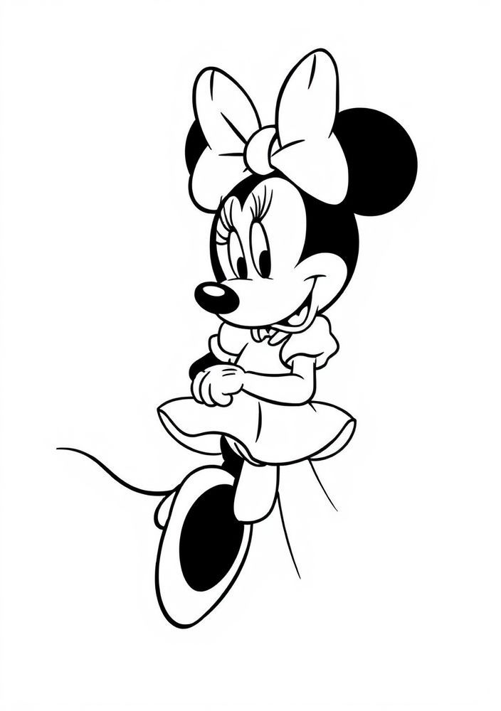 Desenho da Minnie com seu vestido clássico para colorir