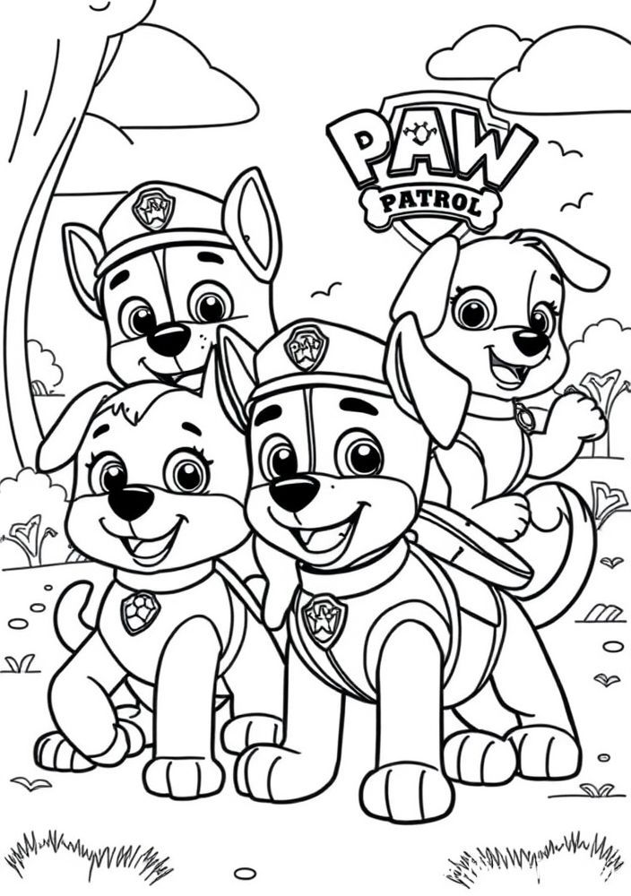 Desenho da Patrulha Canina - Filhotes celebrando