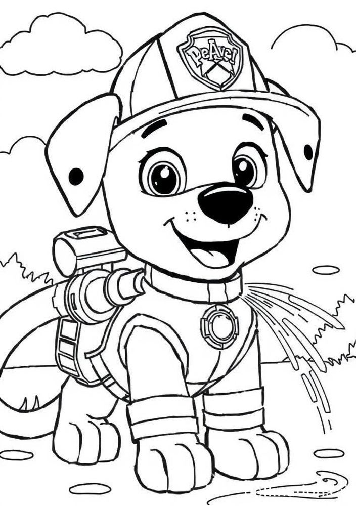 Desenho da Patrulha Canina - Marshall apagando o fogo