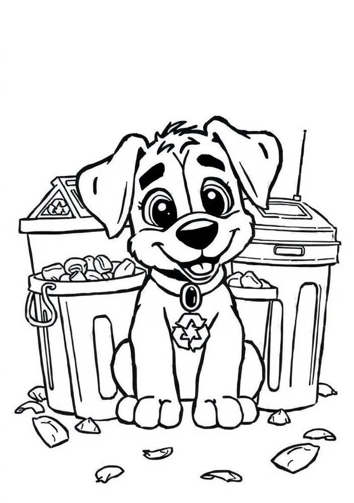 Desenho da Patrulha Canina - Rocky e seu carro reciclável