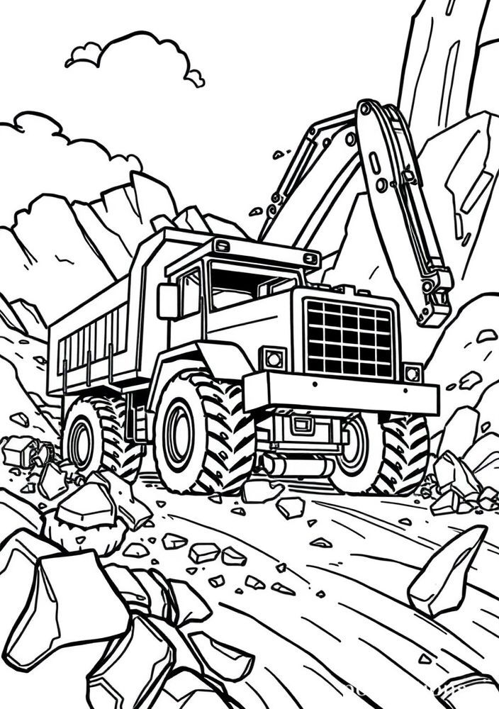 Desenho da Patrulha Canina - Rubble dirigindo um caminhão de demolição
