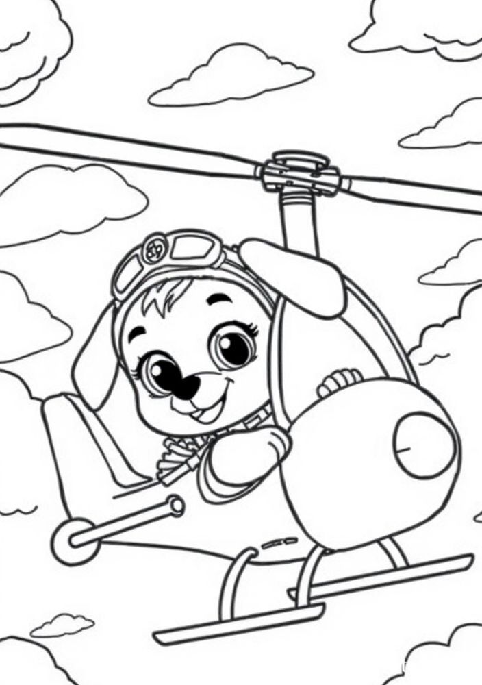 Desenho da Patrulha Canina - Skye voando com suas asas