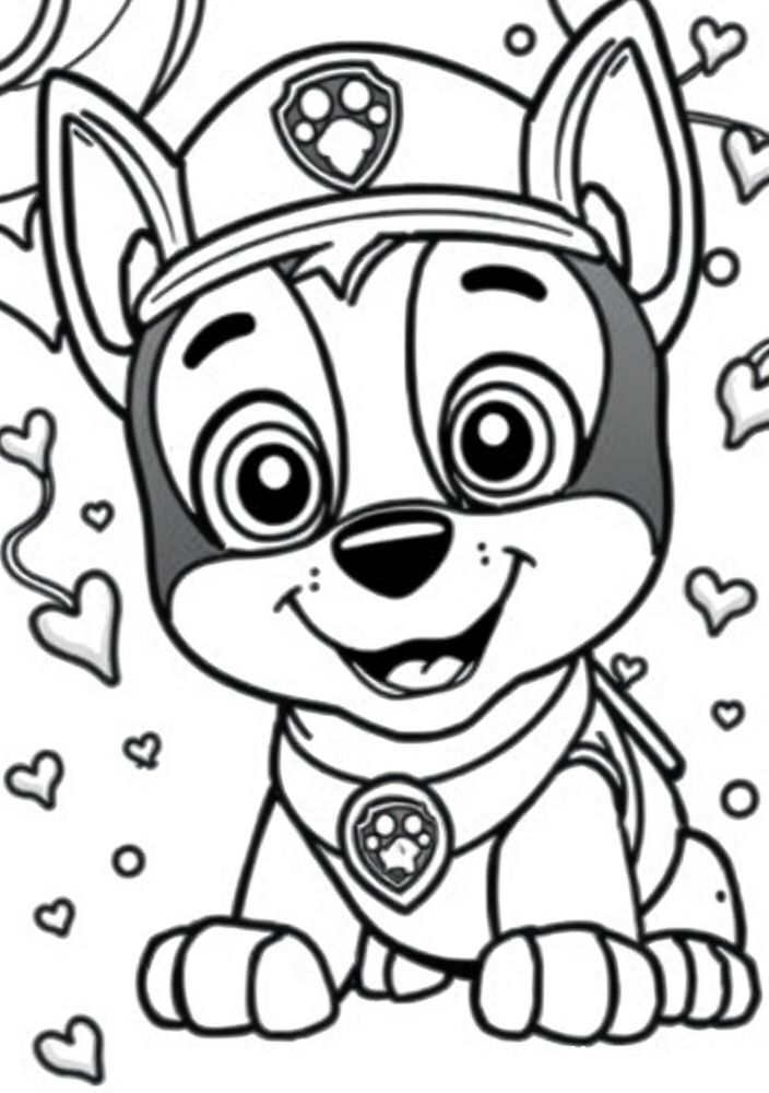 Desenho da Patrulha Canina comemorando um aniversário para colorir