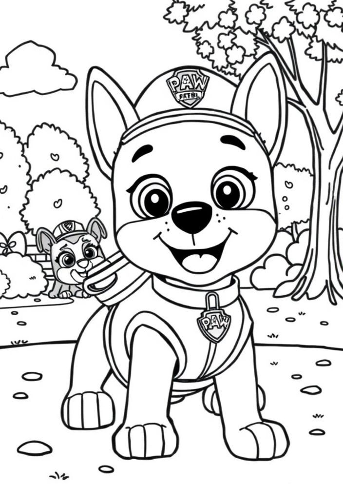 Desenho da Patrulha Canina no parque para colorir