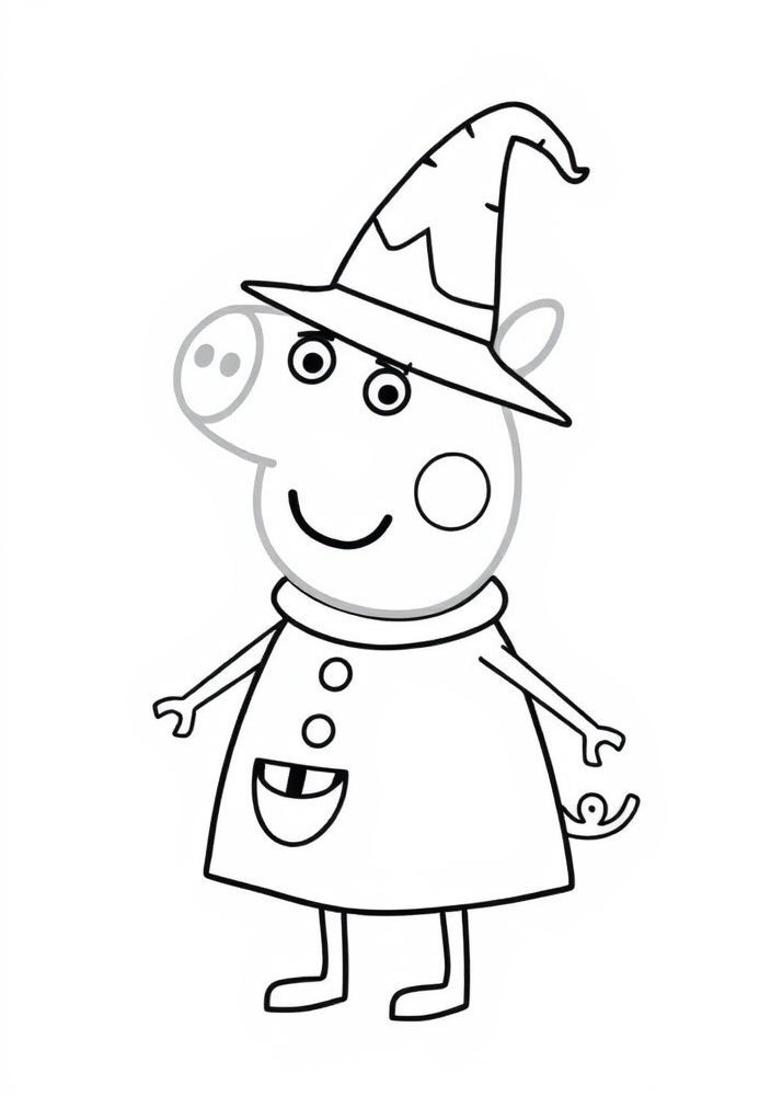 Desenho da Peppa Pig se preparando para Halloween para colorir