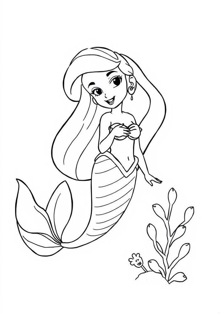 Desenho da Princesa Ariel para colorir