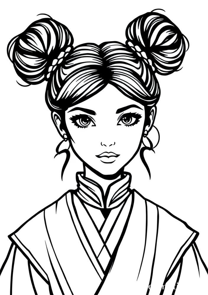 Desenho da Princesa Leia para colorir