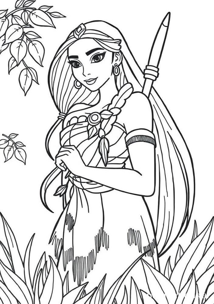 Desenho da Princesa Pocahontas com Miko