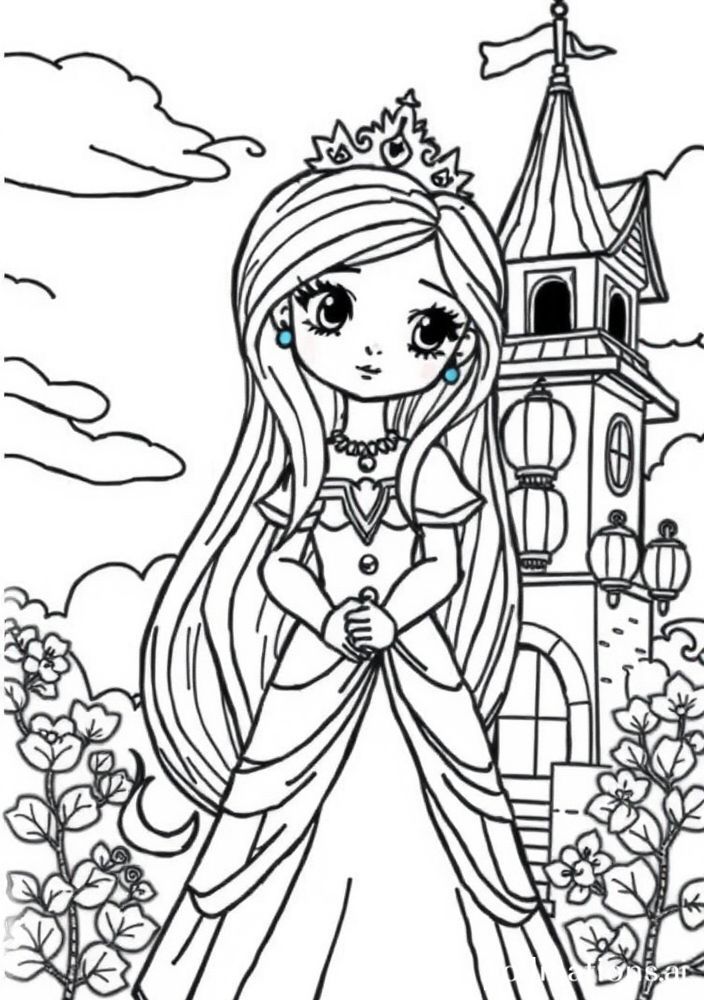 Desenho da Princesa Rapunzel para colorir