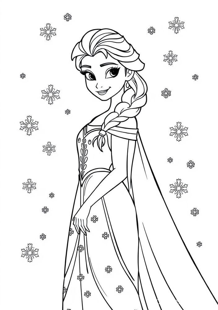Desenho da Rainha Elsa em seu vestido de gelo