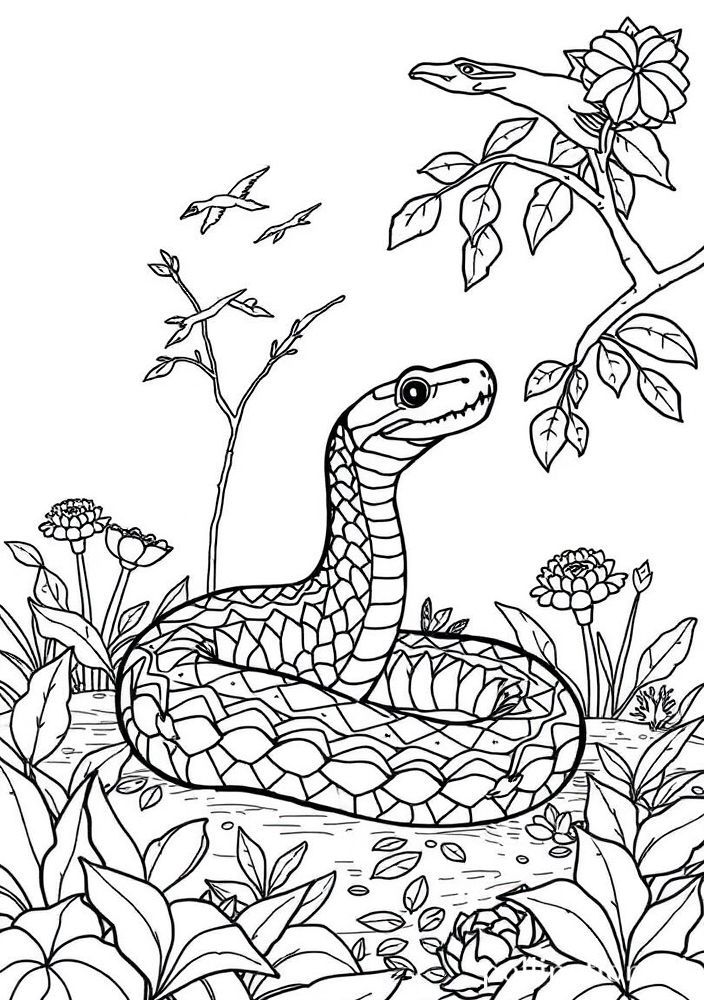 Desenho da Serpente no Jardim do Éden para colorir