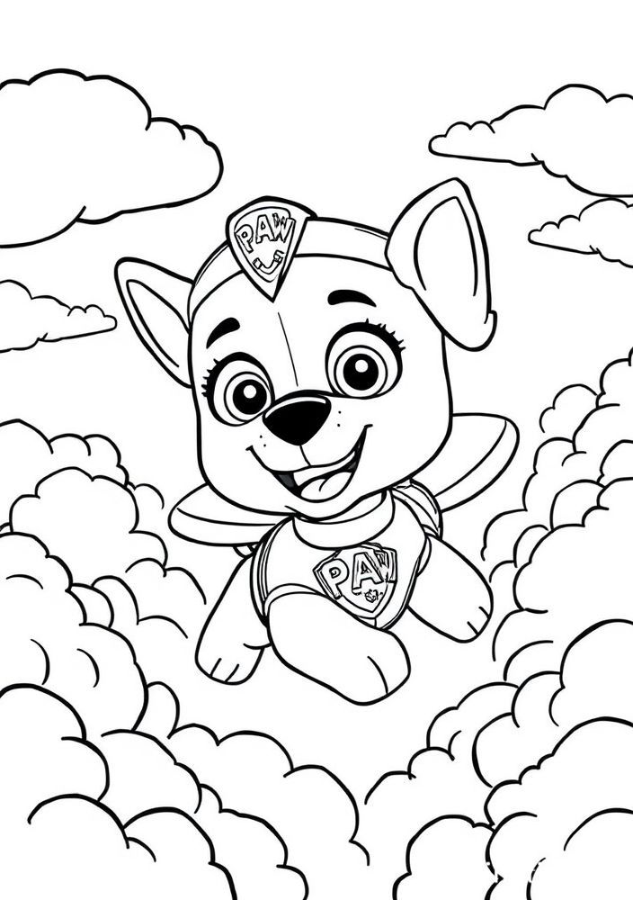 Desenho da Skye em uma aventura nas nuvens para colorir