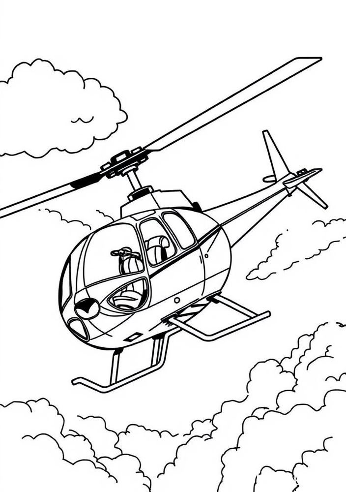 Desenho da Skye voando com seu helicóptero para colorir