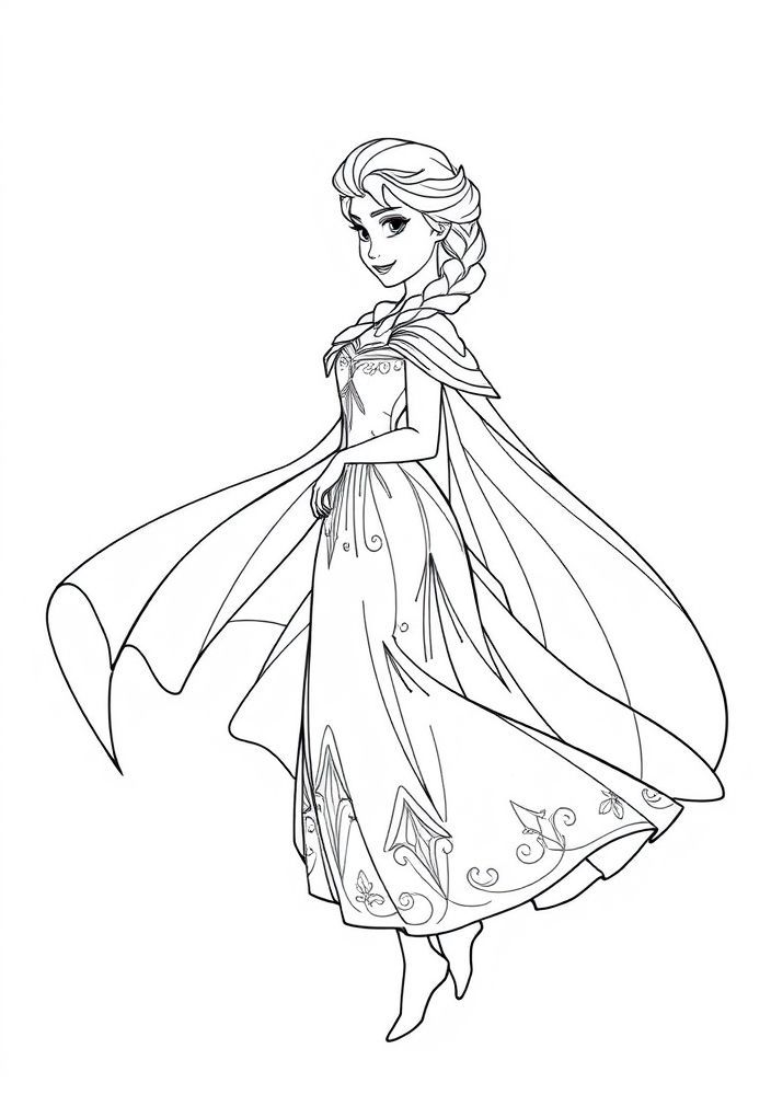 Desenho da capa de Elsa flutuando para colorir