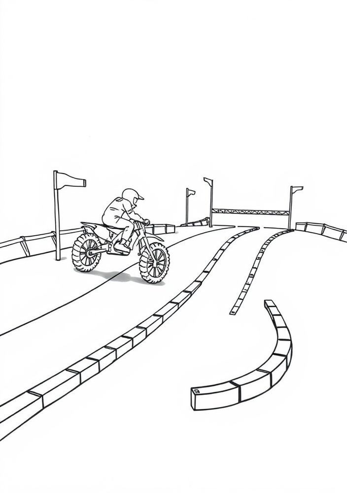 Desenho da corrida em uma pista de obstáculos para colorir