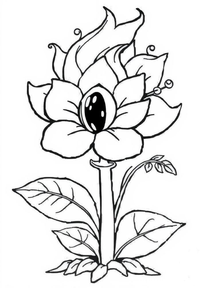 Desenho da flor de fogo do Mario para colorir