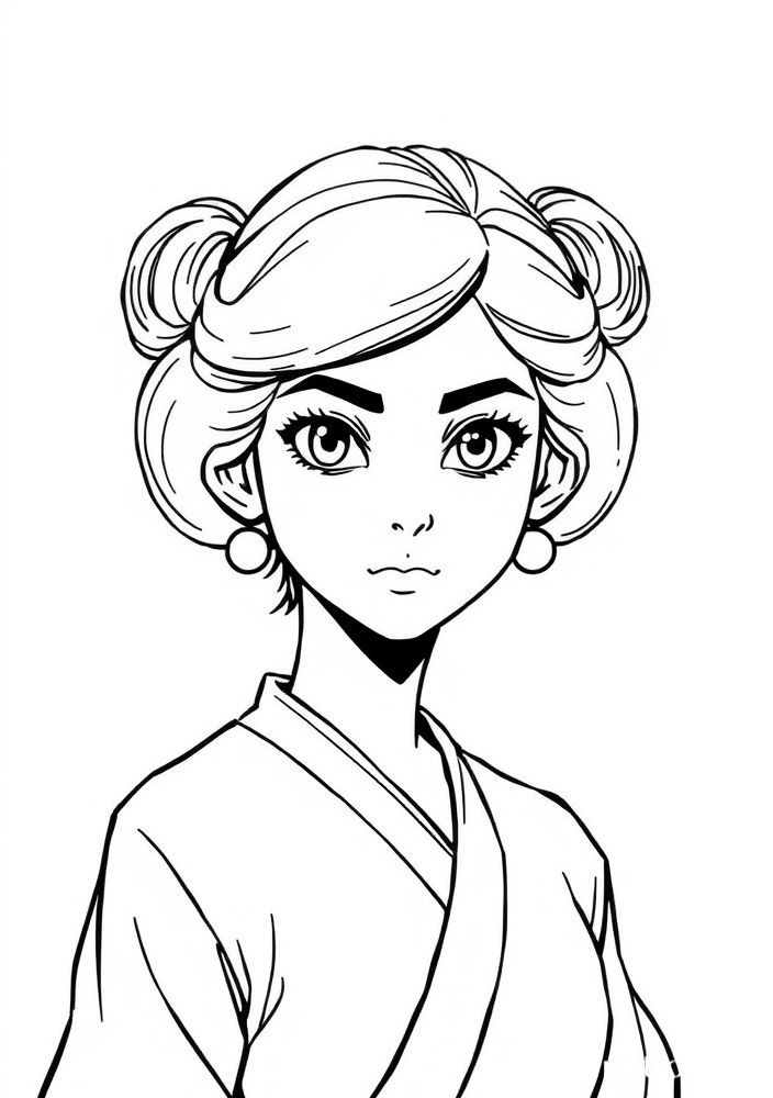 Desenho da princesa Leia para colorir