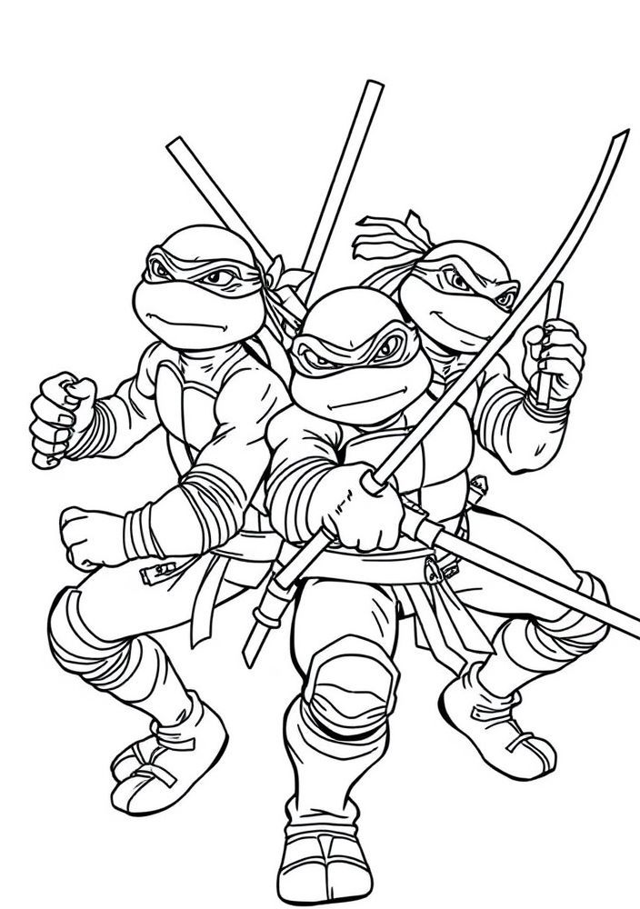 Desenho das Tartarugas Ninjas reunidas para colorir