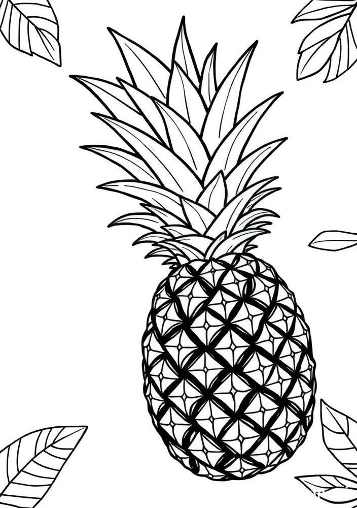 Desenho de Abacaxi Tropical para Colorir