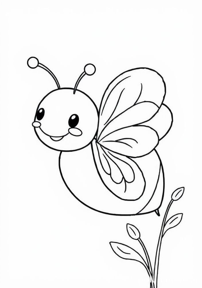 Desenho de Abelha e um arco-íris para colorir