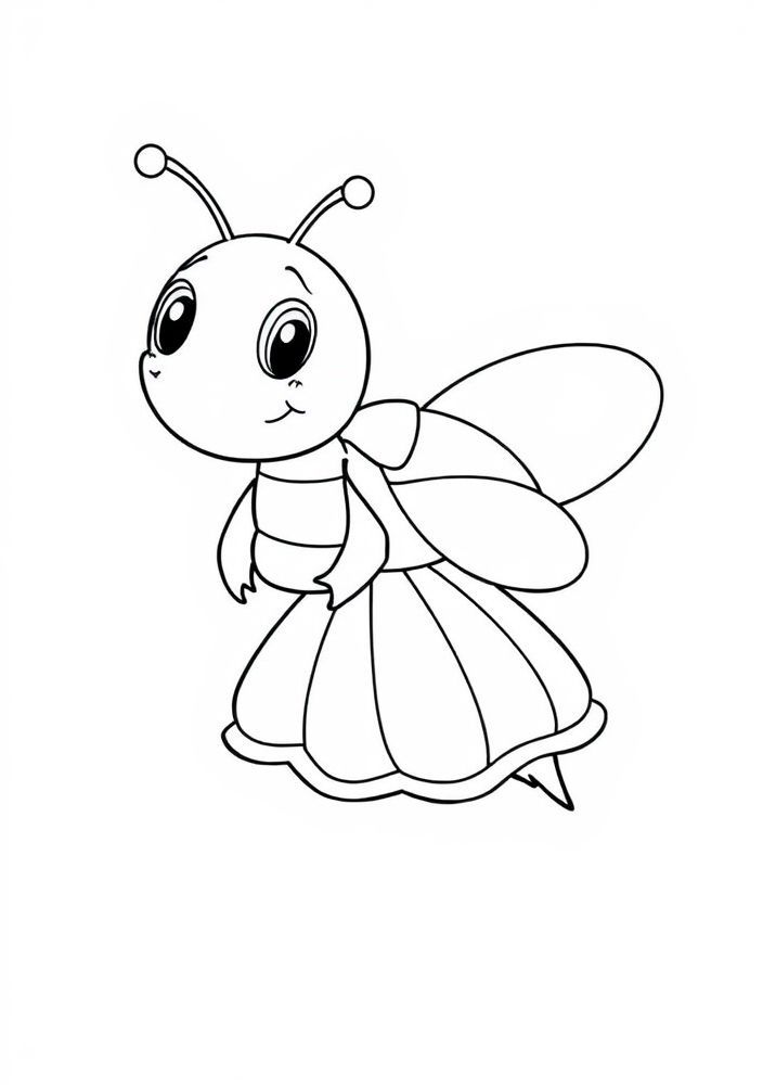 Desenho de Abelha em um vestido para colorir