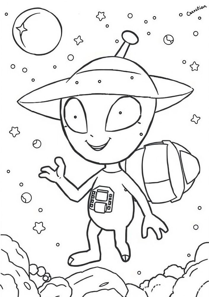 Desenho de Alienígena Sorridente para colorir