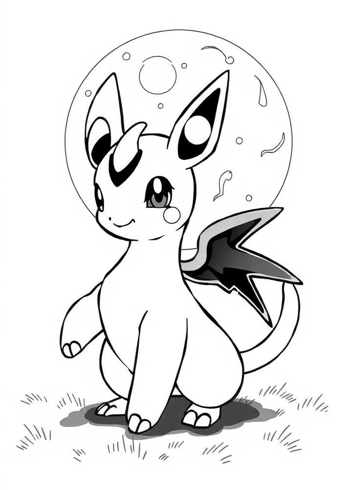Desenho de Ampharos iluminando a noite para colorir