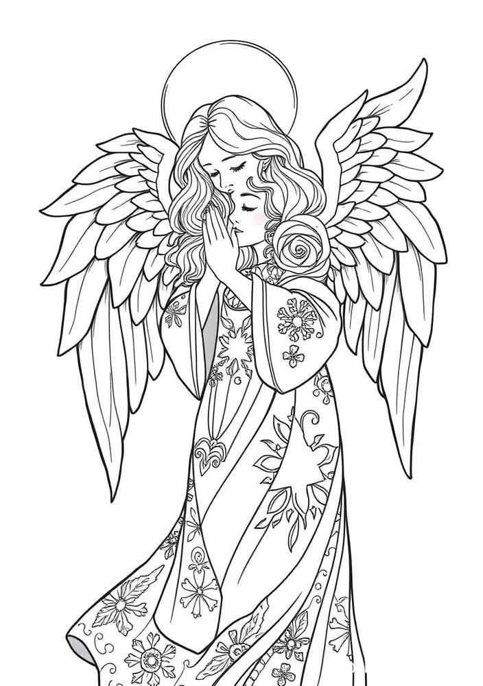 Desenho de Anjo de Natal para colorir
