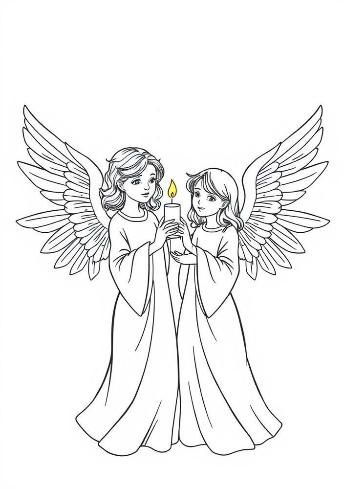 Desenho de Anjos de Natal para Colorir