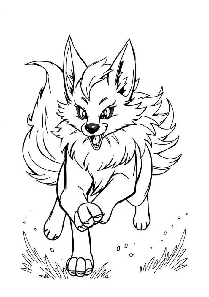 Desenho de Arcanine em movimento para colorir