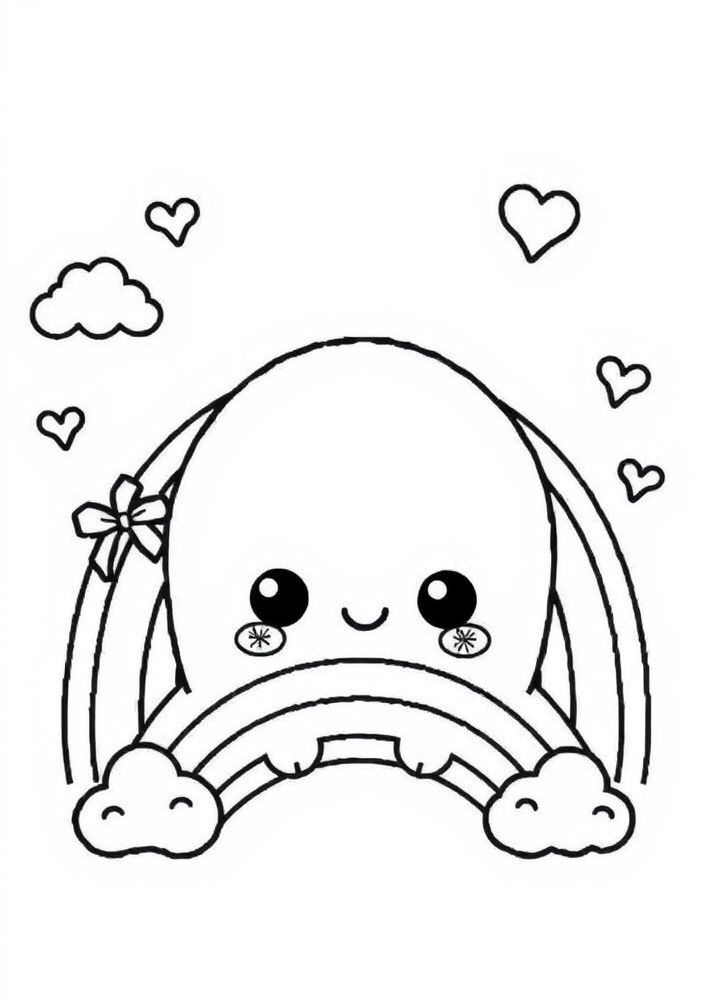 Desenho de Arco-íris Kawaii para colorir